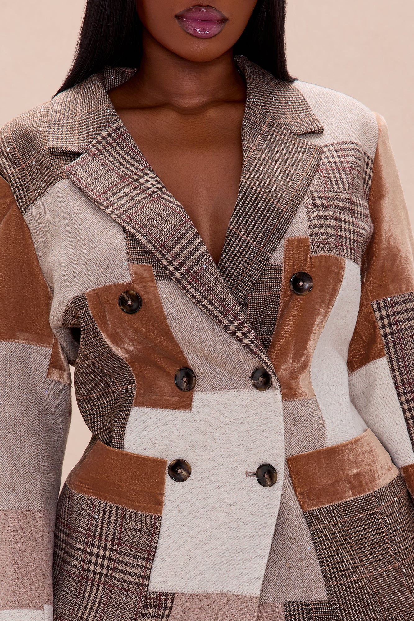 Harlow Patched Embellished Blazer - Brown/combo