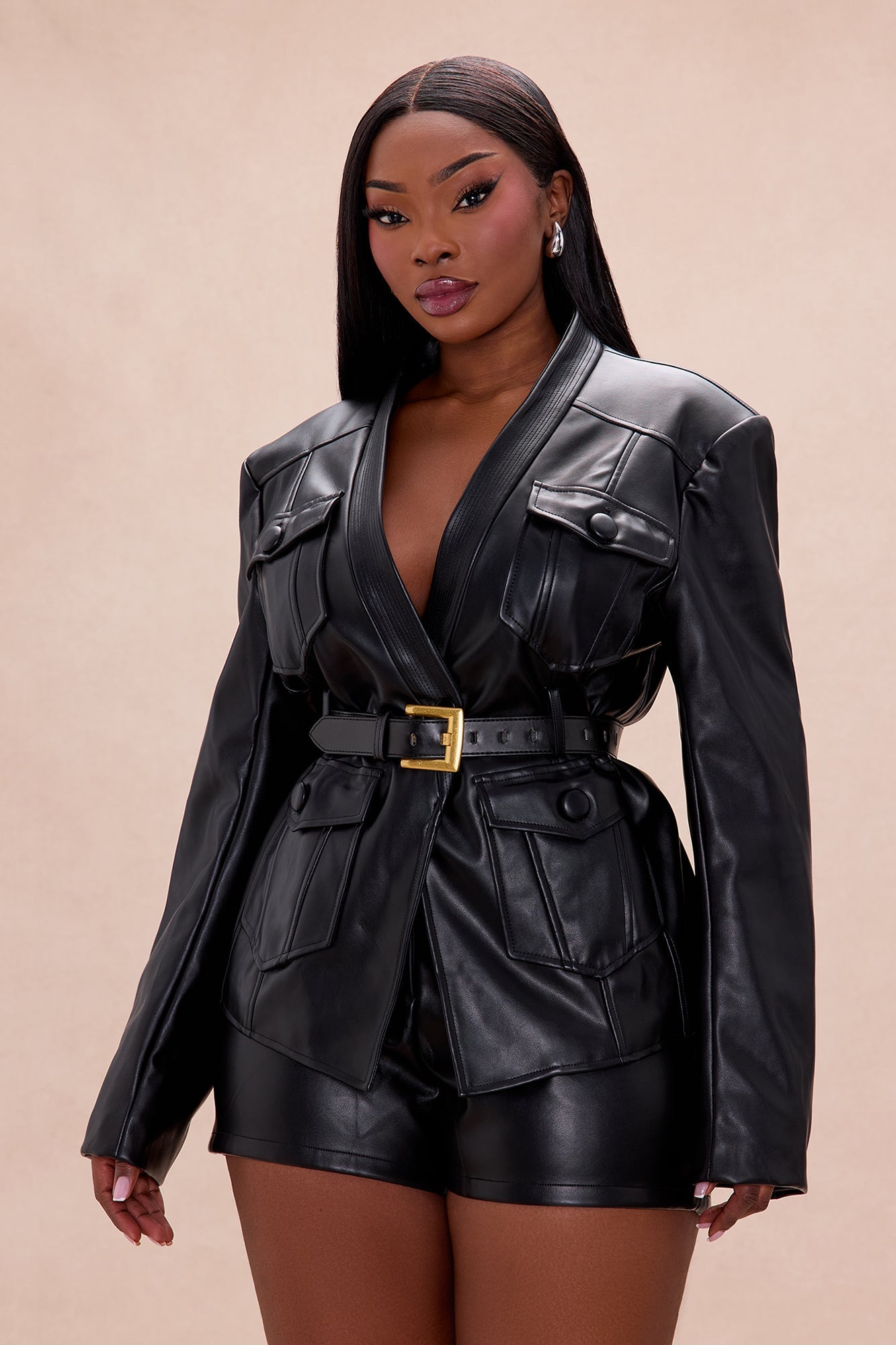 Up To No Good Faux Leather Jacket - Black