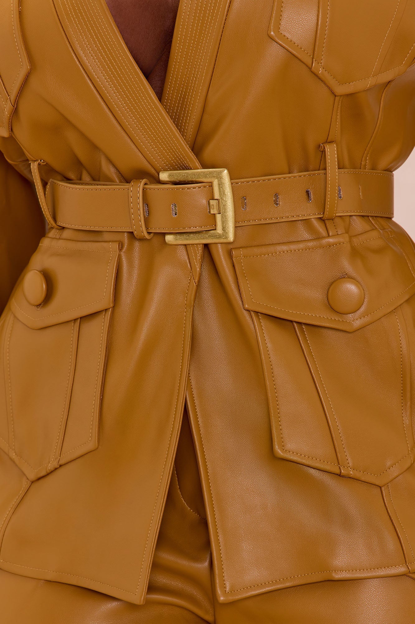 Up To No Good Faux Leather Jacket - Camel