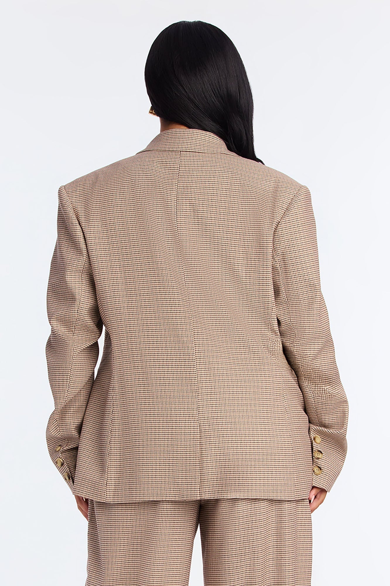 Biggest Accomplishment Houndstooth Single Breasted Blazer - Brown/combo