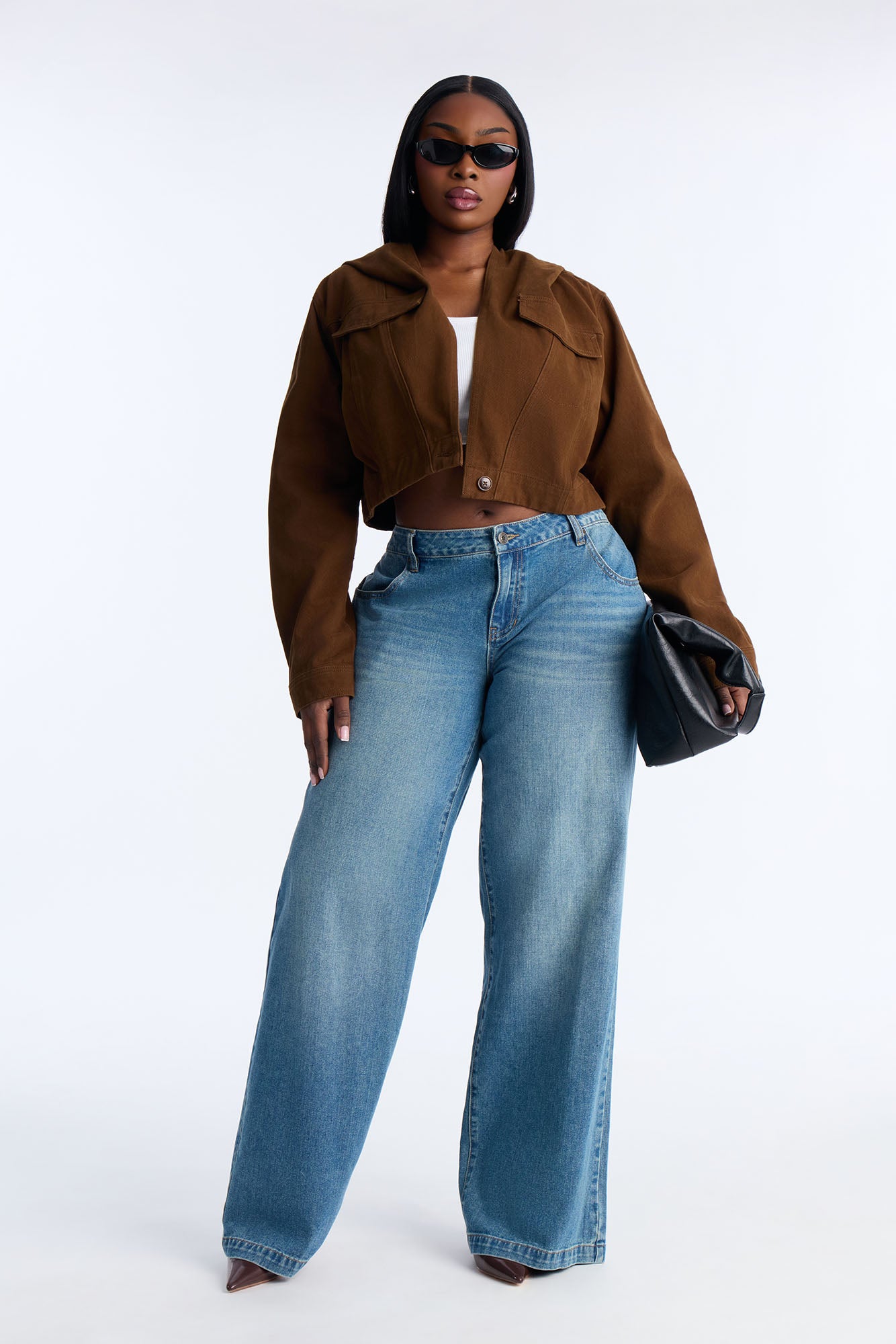 Ruthie Hooded Washed Twill Cropped Jacket - Brown