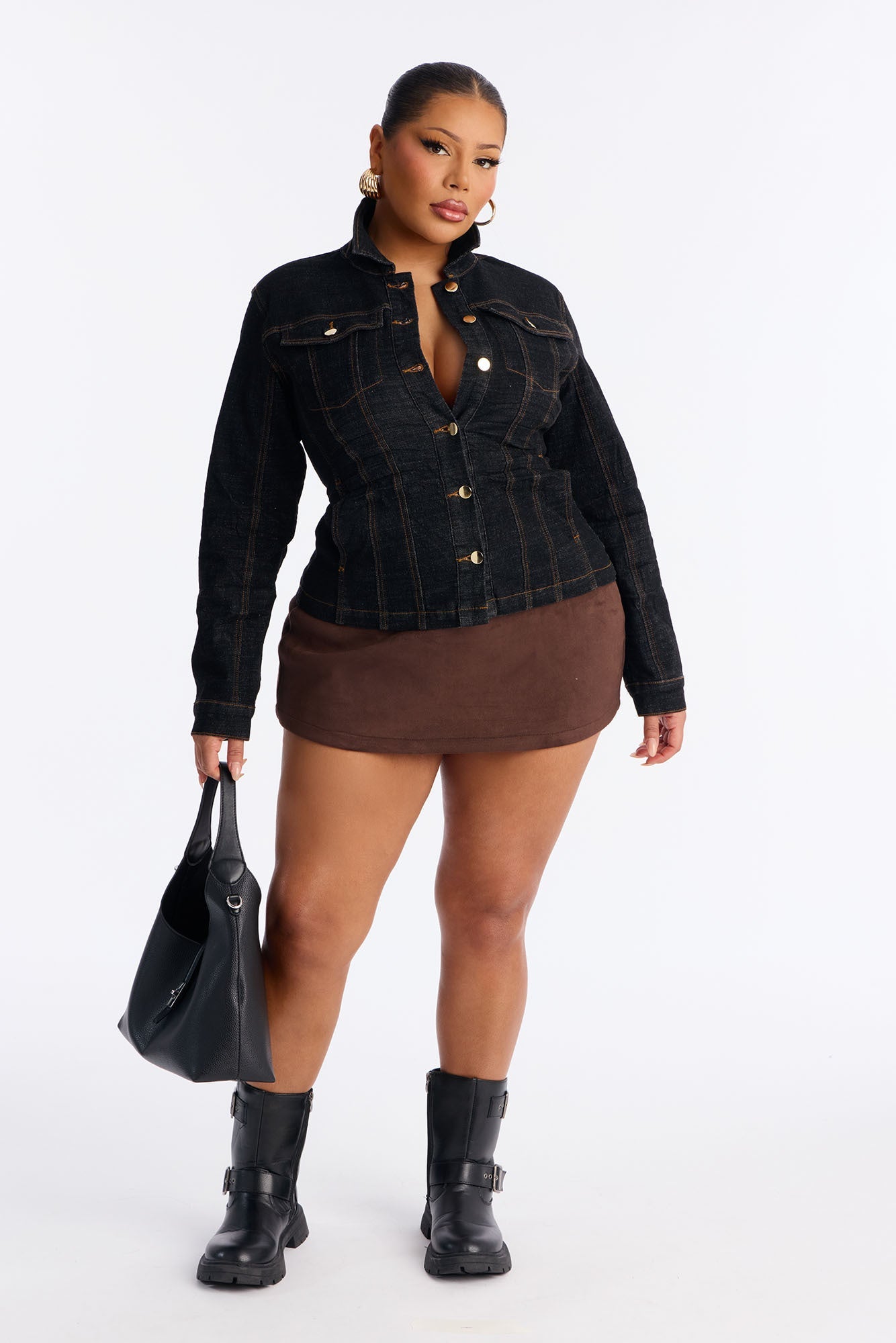 Dearest Darling Shaped Denim Jacket - Black Wash