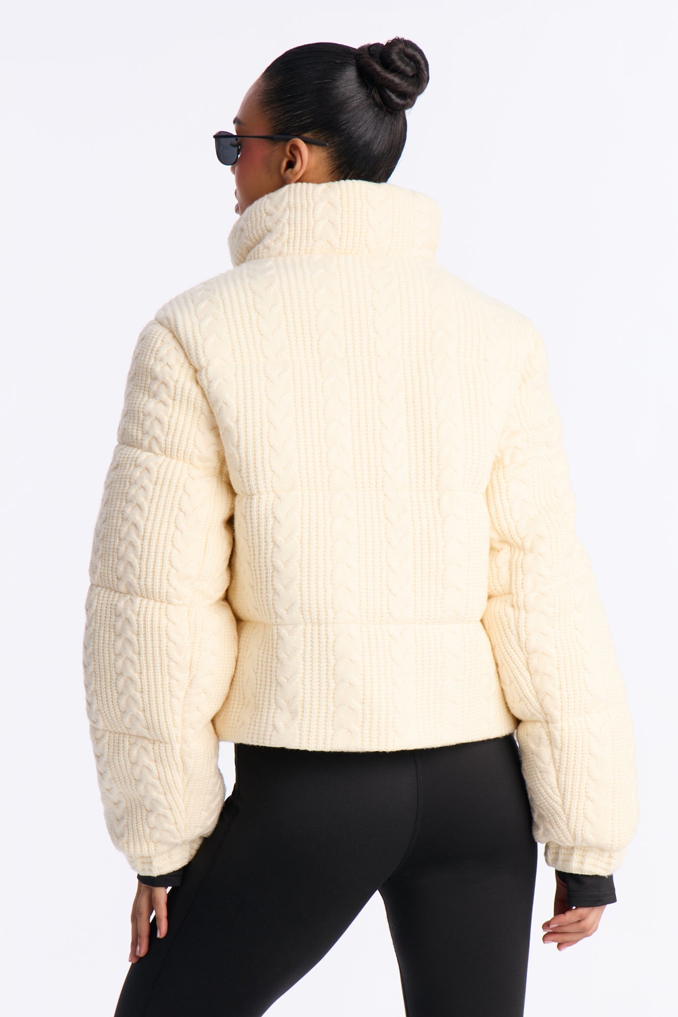 Aspen Vibes Cable Knit Puffer - Taupe