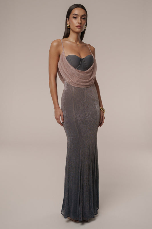 Pink Dusk Shimmery Nights Maxi Dress